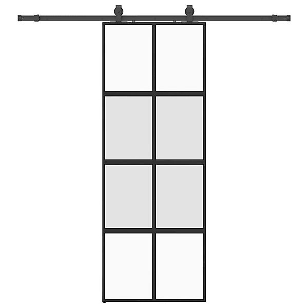 vidaXL Schiebetür mit Beschlag Schwarz 76x205 cm Hartglas 3375892 günstig online kaufen