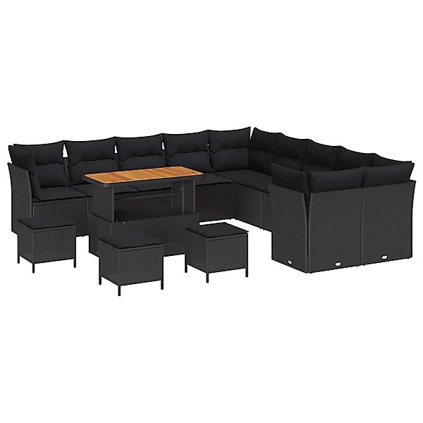 vidaXL Garten-Sofa-Set 14-Tlg Schwarz Poly Rattan 3361549 günstig online kaufen