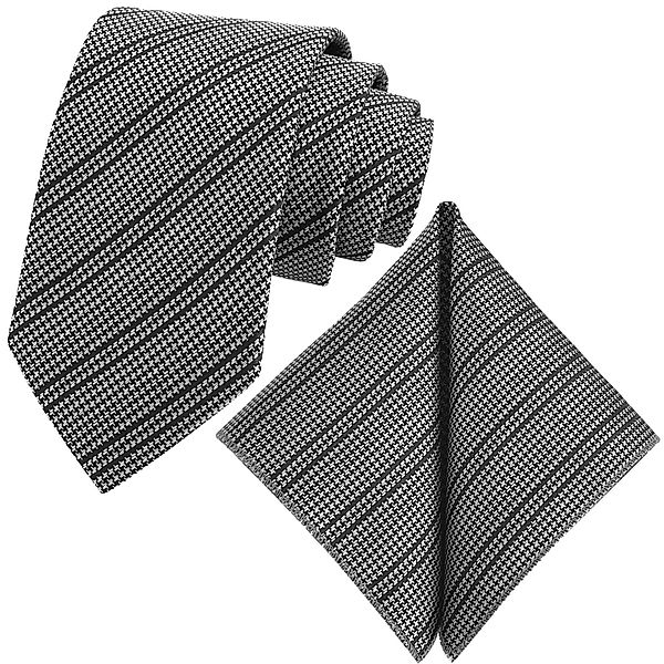 GASSANI Krawatte Hahnentritt-Muster Jacquard, Houndstooth Silber günstig online kaufen