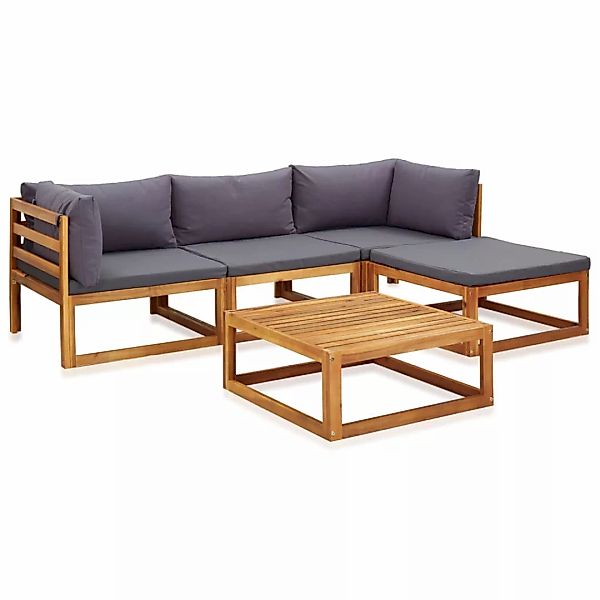 5-tlg. Garten-lounge-set Mit Auflagen Massivholz Akazie günstig online kaufen