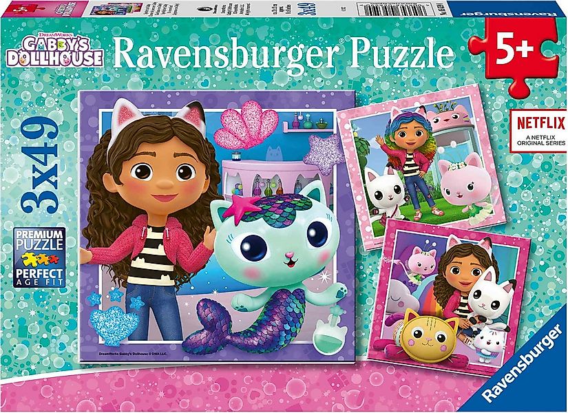 Ravensburger Puzzle 3 x 49 Teile Kinder Puzzle Gabby's Dollhouse Spielzeit günstig online kaufen