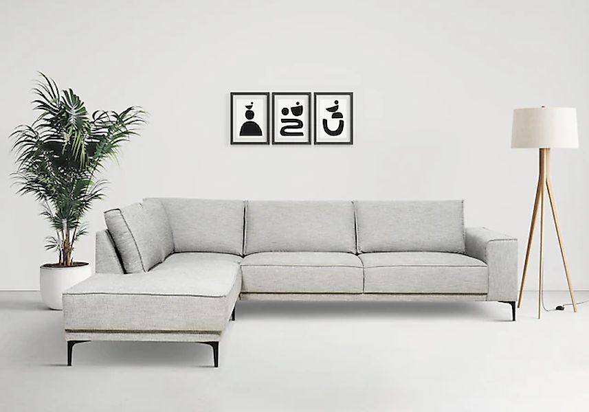 PLACES OF STYLE Ecksofa »Polsterecke Oland, Struktur, Flachgewebe, Luxus-Mi günstig online kaufen