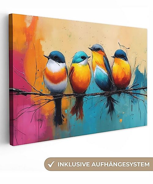 OneMillionCanvasses® Leinwandbild Vögel - Bunt - Zweig - Abstrakt, Fotodruc günstig online kaufen
