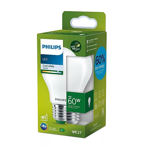 Philips LED Lampe E27 - Birne A60 4W 840lm 4000K ersetzt 60W standard Einer günstig online kaufen