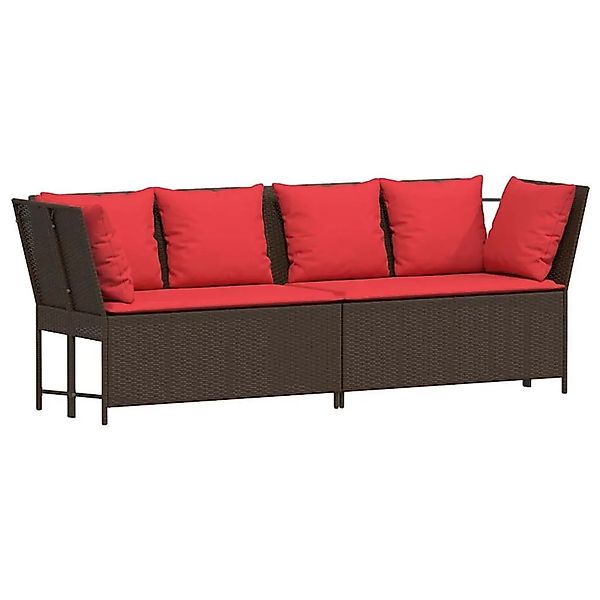 vidaXL Gartensofa mit Kissen Braun Poly Rattan 4104129 günstig online kaufen
