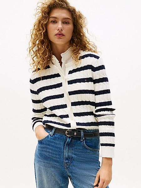 Tommy Hilfiger Strickjacke CO CABLE MID GG C-NK LS CARDI mit Zopfmuster günstig online kaufen