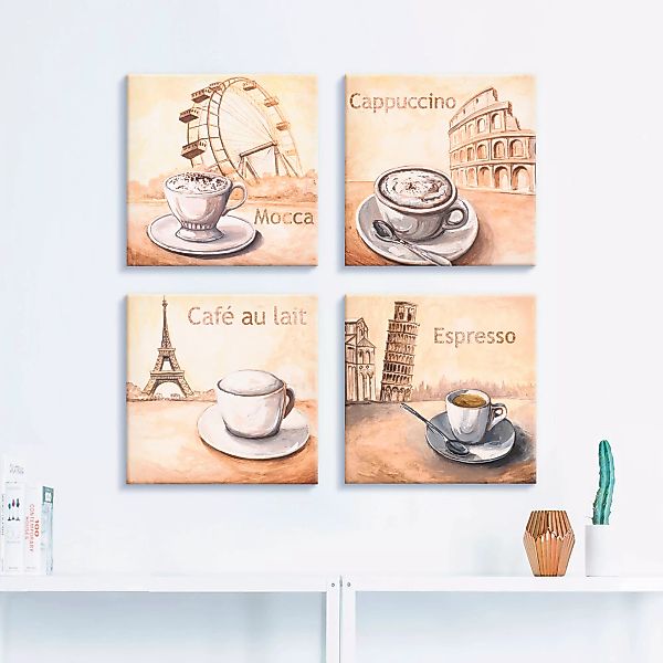 Artland Leinwandbild "Mocca Cappuccino Café au lait Espresso", Getränke, (4 günstig online kaufen