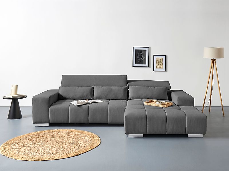 COTTA Ecksofa "Orion L-Form" mit 2x Kopfteilverstellung & 3 Nierenkissen günstig online kaufen