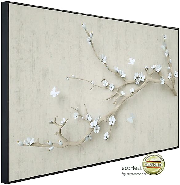 Papermoon Infrarotheizung »Blumen mit Schmetterlingen weiß«, sehr angenehme günstig online kaufen