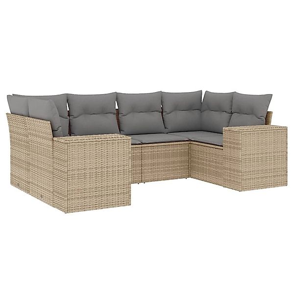 vidaXL 6-Tlg Garten-Sofagarnitur mit Kissen Beige Poly Rattan 3255316 günstig online kaufen