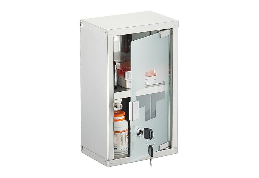 relaxdays Medizinschrank Abschließbarer Medizinschrank Edelstahl günstig online kaufen
