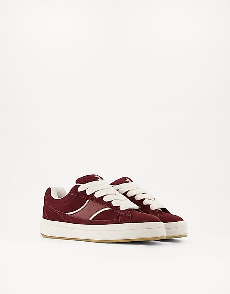 Bershka Skate-Sneaker Aus Leder Damen 36 Granatrot günstig online kaufen