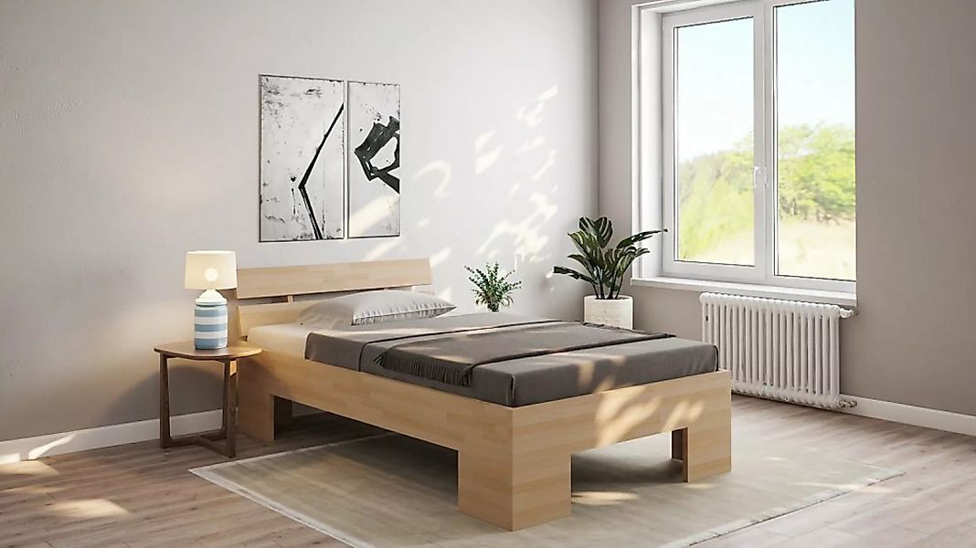 bv-vertrieb Massivholzbett Bett 140x200 Buche massiv 27mm Doppelbett Komfor günstig online kaufen