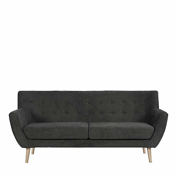 Dreisitzer Couch Sofa im Retrostil in Dunkelgrau günstig online kaufen