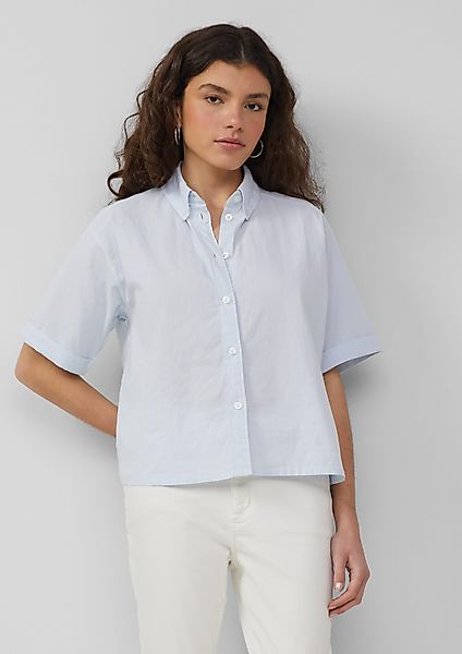 QS Kurzarmbluse Baumwoll-Bluse mit feinen Streifen, günstig online kaufen