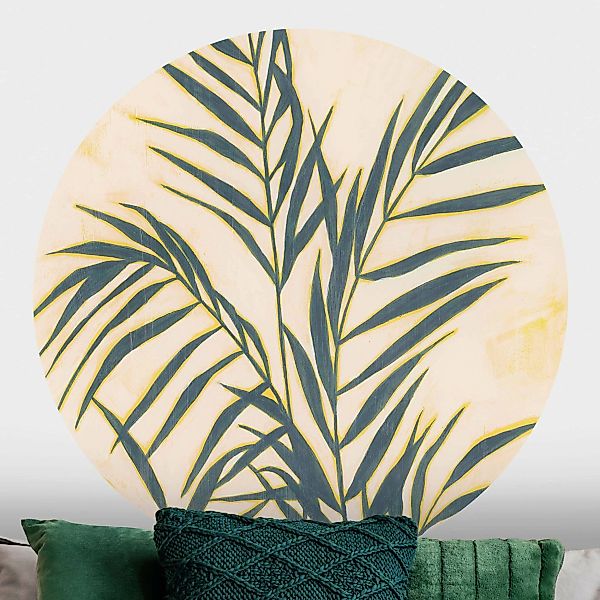 Runde Tapete selbstklebend Palmenwedel im Sonnenlicht günstig online kaufen