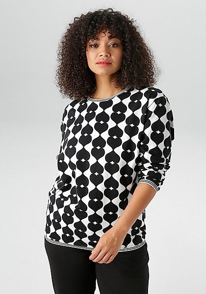 Aniston PLUS Sweatshirt mit großflächigem, Herzdruck günstig online kaufen
