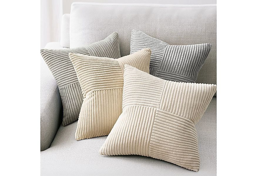 Topfinel Kissenbezug 40x40 4er set Kissenbezüge 50x50 Kordsamt mit Streifen günstig online kaufen