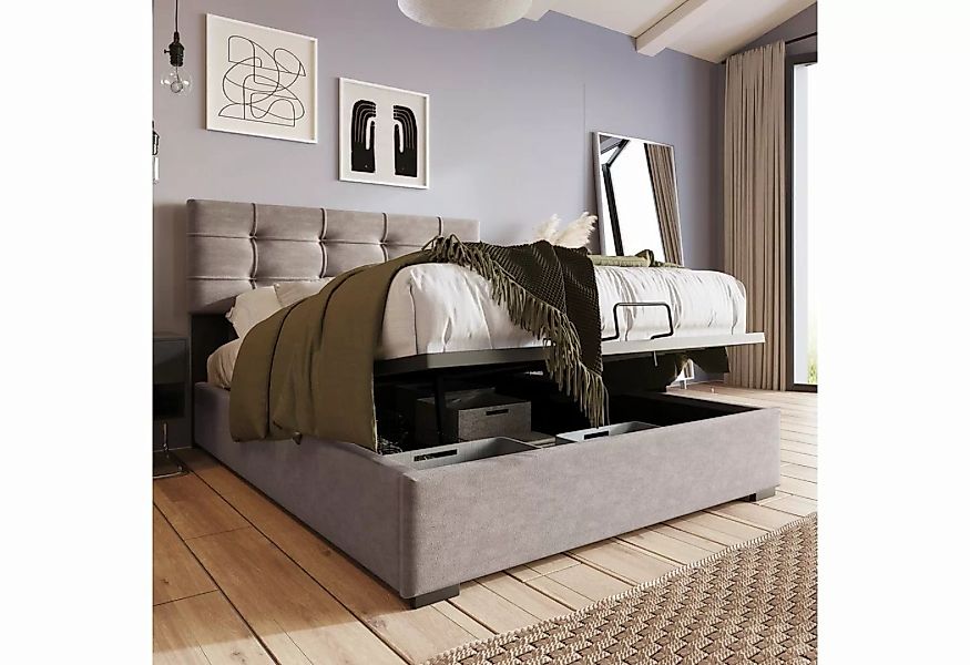 Sweiko Polsterbett (Doppelbett mit verstellbarem Kopfteil und Lattenrost, H günstig online kaufen