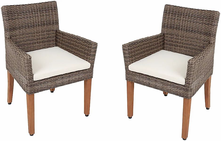 Garden Pleasure Gartenstuhl "PALA" (Set) 2 Stk. 2er Set, Akazie/Polyrattan, günstig online kaufen