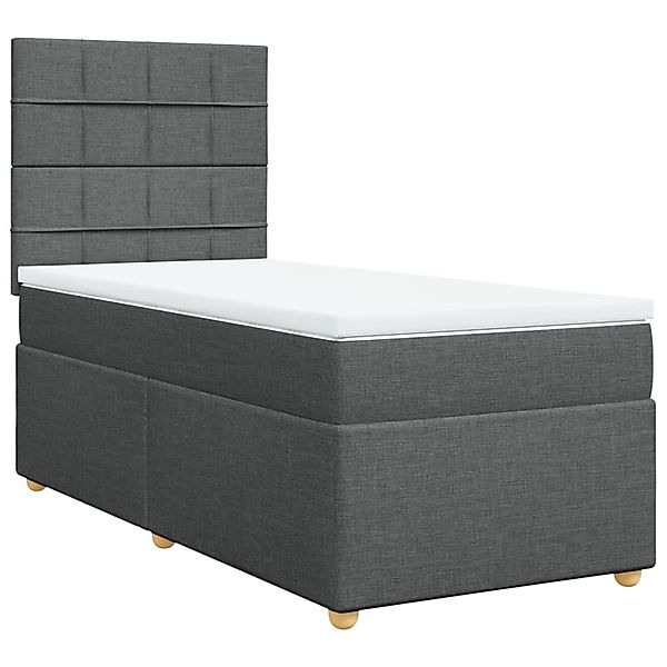 vidaXL Boxspringbett Boxspringbett mit Matratze Dunkelgrau 90x200 cm Stoff günstig online kaufen