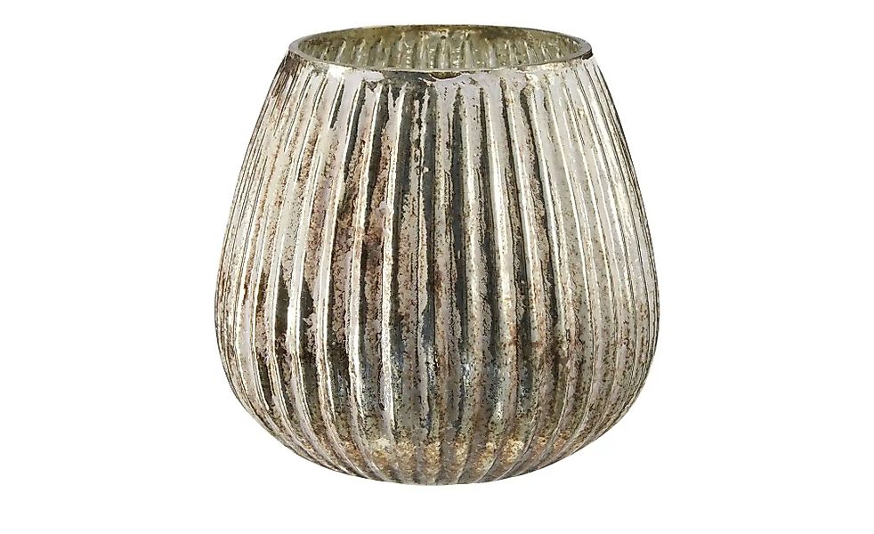 HOME STORY Windlicht   ¦ gold ¦ Glas ¦ Maße (cm): H: 12,5  Ø: 13 Weihnachte günstig online kaufen