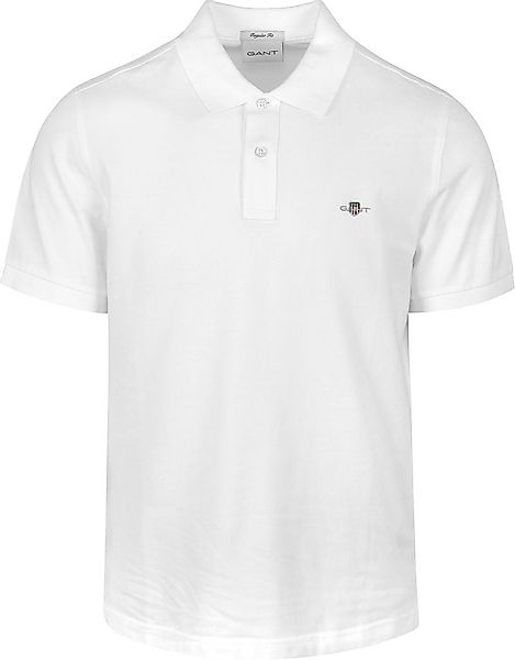 Gant Shield Piqué Poloshirt Weiß - Größe S günstig online kaufen