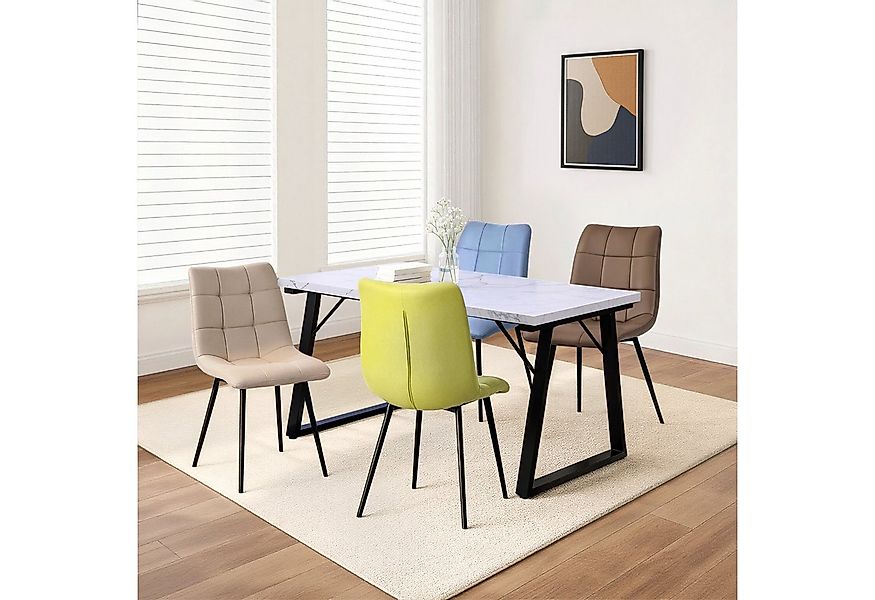 HOMAVO Esszimmerstuhl YZ6 STUHL-SET 4 Stück in Kunstleder und Stoff-gepolst günstig online kaufen