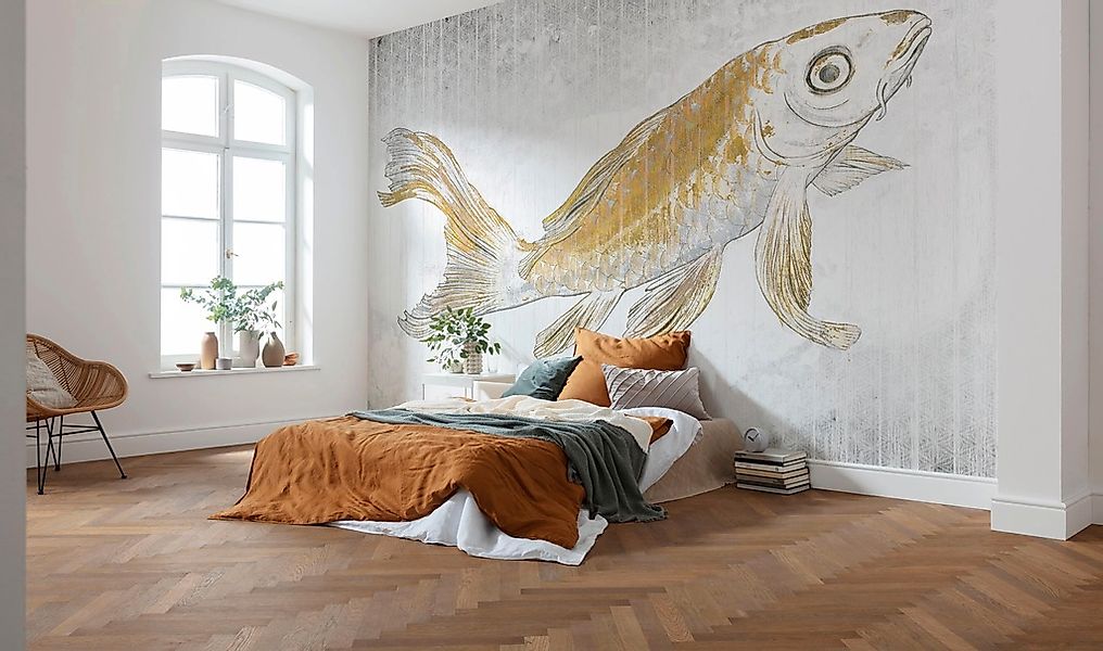 Komar Fototapete Vlies Golden Koi  400 x 280 cm günstig online kaufen