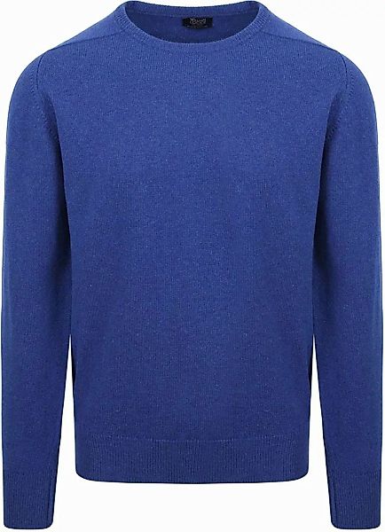 William Lockie O-Auschnitt Pullover Lammwolle Blau - Größe L günstig online kaufen