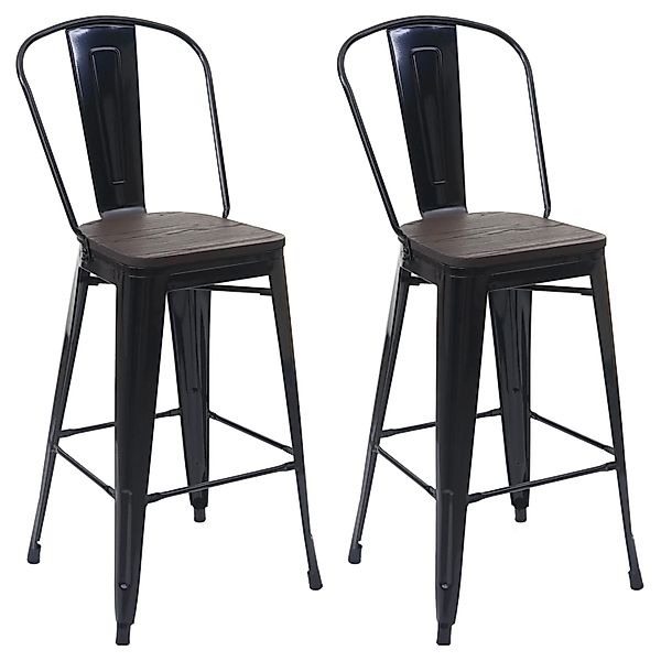 PROREGAL 2er-Set Barhocker Mit Lehne Inkl. Holz-Sitzfläche Sitzhöhe 77cm Me günstig online kaufen