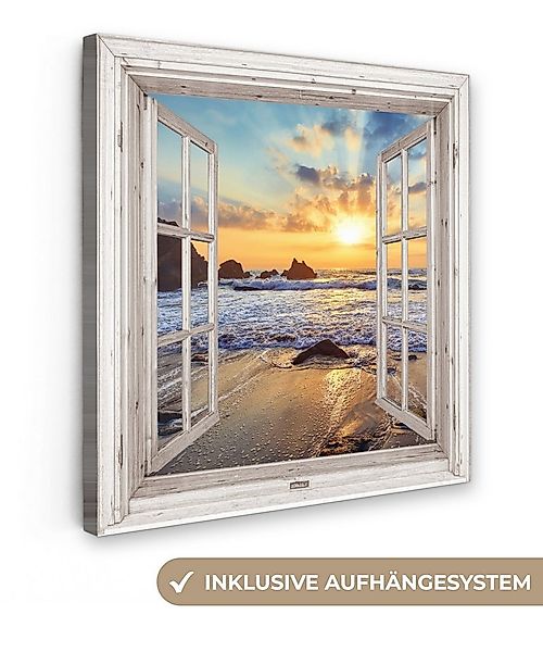 OneMillionCanvasses® Leinwandbild Strand - Aussicht - Sonnenuntergang - Lan günstig online kaufen