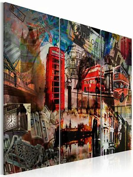artgeist Wandbild Londoner Collage - Triptychon mehrfarbig Gr. 60 x 40 günstig online kaufen