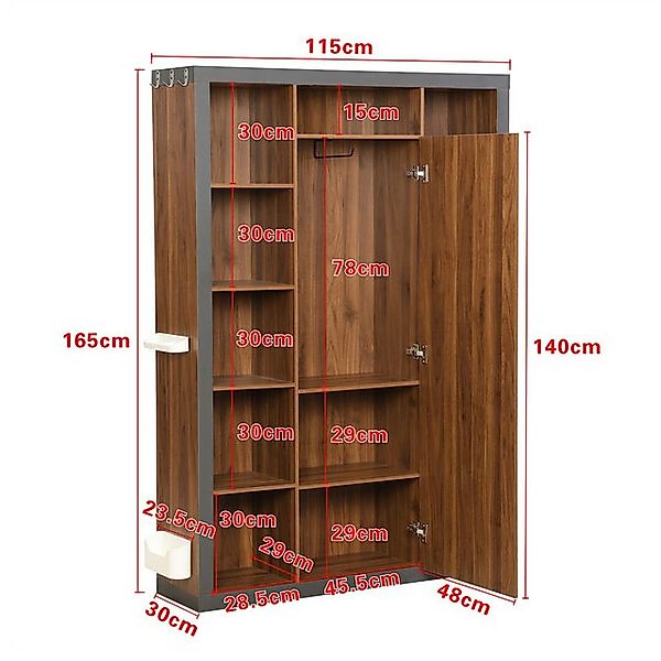 Merax Garderobenschrank mit Spiegel und Bücherregal (Vitrine, 1-St) Schrank günstig online kaufen