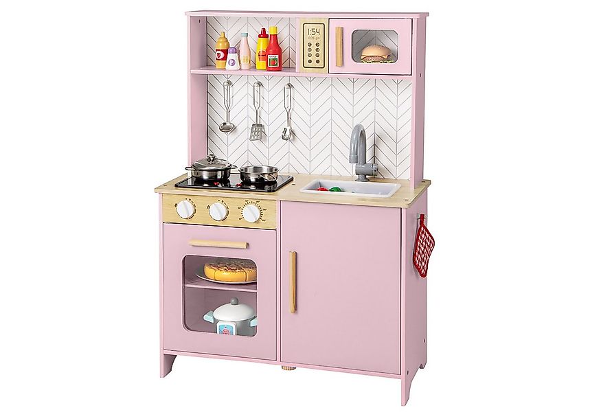 COSTWAY Spielküche, Kinderküche mit Mikrowelle, Herd, Spüle, Backofen günstig online kaufen