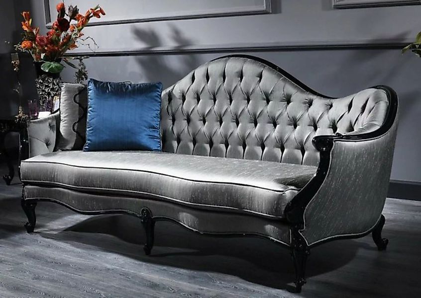 Casa Padrino Sofa Luxus Barock Sofa Silber / Schwarz 250 x 92 x H. 103 cm - günstig online kaufen
