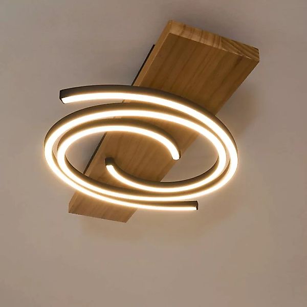 LED-Deckenleuchte Rifia, braun, Länge 50 cm, Holz günstig online kaufen