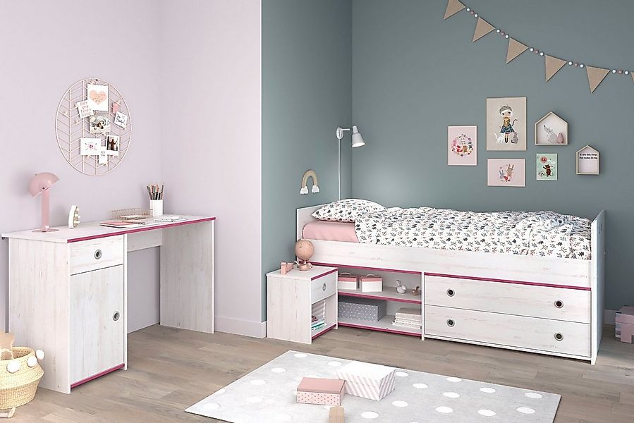 Parisot Jugendzimmer-Set Smoozy, (3-tlg., Stauraumbett, Nachttisch und Schr günstig online kaufen