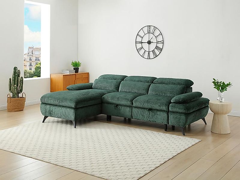 Ecksofa mit Schlaffunktion mit Bettkasten - Ecke links - Strukturstoff - Gr günstig online kaufen