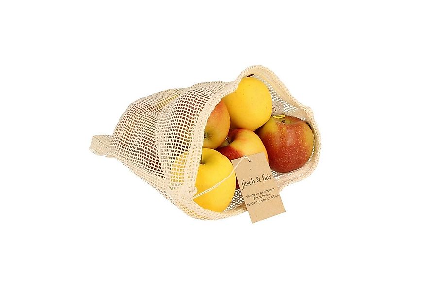 fesch & fair Einkaufsbeutel Obstbeutel Gemüsenetz Biobaumwolle 30x40 günstig online kaufen