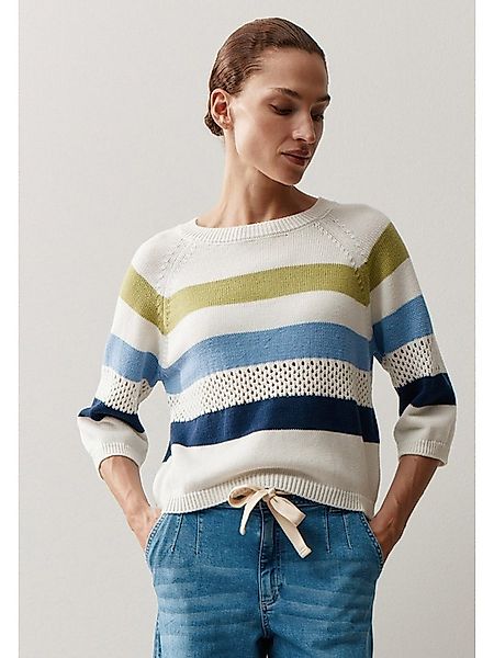 MORE&MORE Rundhalspullover leichter 3/4 Arm Pullover, Lochstrick-Details günstig online kaufen