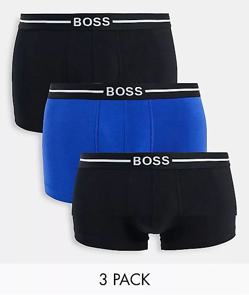 BOSS – 3er-Pack Unterhosen aus Bio-Baumwolle in Schwarz/Blau-Mehrfarbig günstig online kaufen