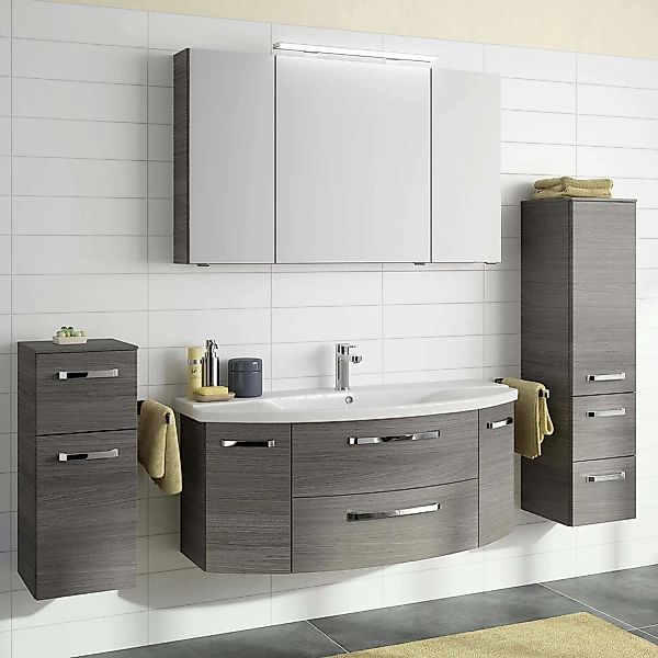 Badezimmer Möbel-Set FES-4010-66 in Graphit Struktur quer mit 120cm Waschti günstig online kaufen