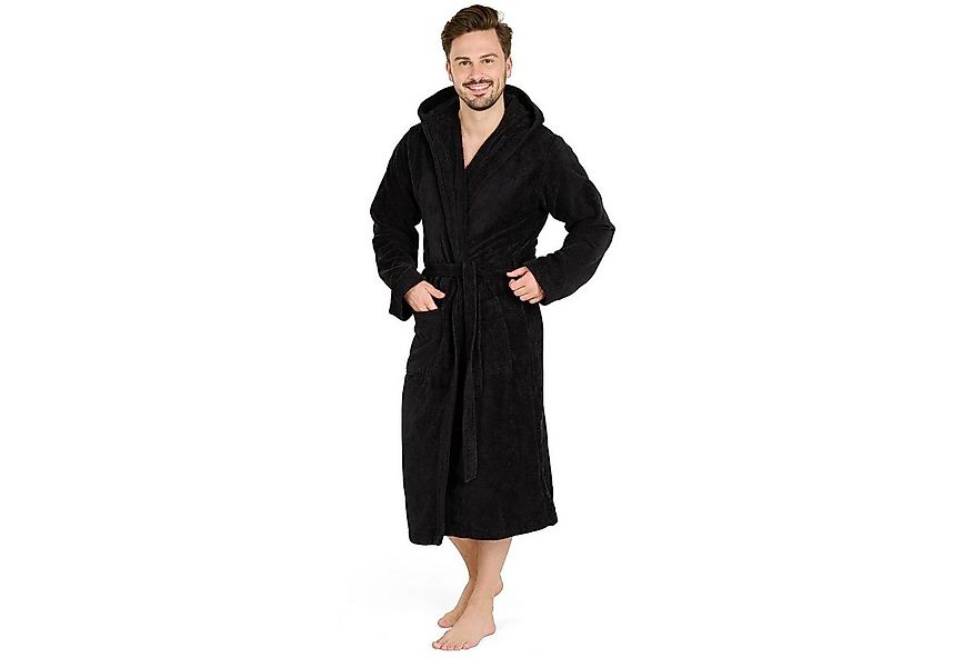 Blumtal Bademantel Herren, Baumwolle, mit gefütterter Kapuze, mit samtigen günstig online kaufen