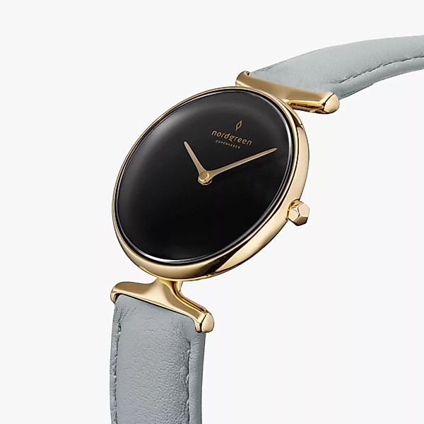 Armbanduhr Unika Gold | Schwarzes Ziffernblatt - Veganes Lederarmband günstig online kaufen