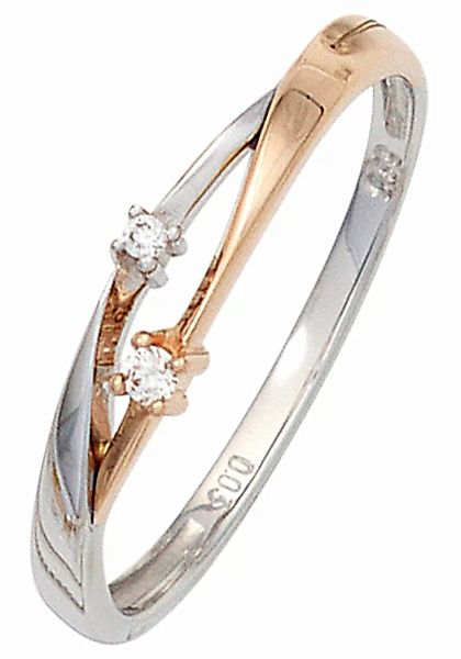 JOBO Diamantring, 585 Gold bicolor mit 2 Diamanten günstig online kaufen