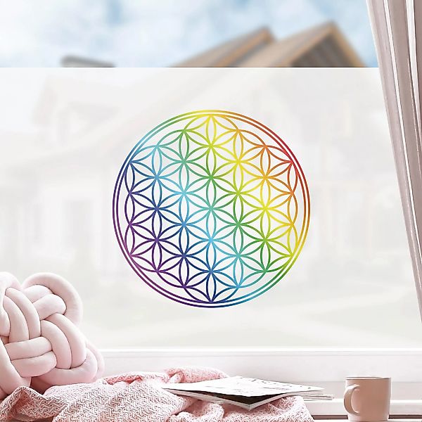 Fensterfolie Blume des Lebens Regenbogenfarbe günstig online kaufen