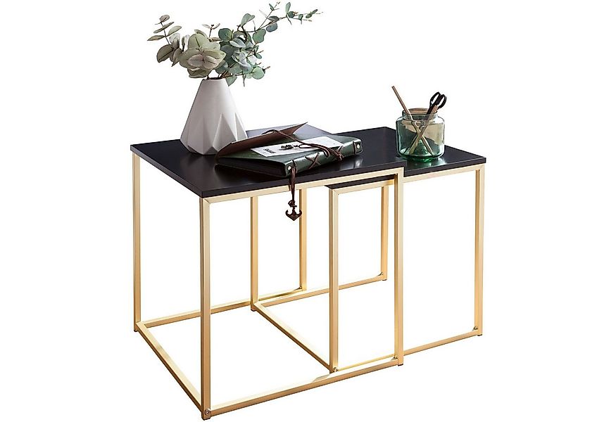 FINEBUY Satztisch CHUR Ablagetisch Beistelltisch Metall/MDF Couchtisch 2er günstig online kaufen