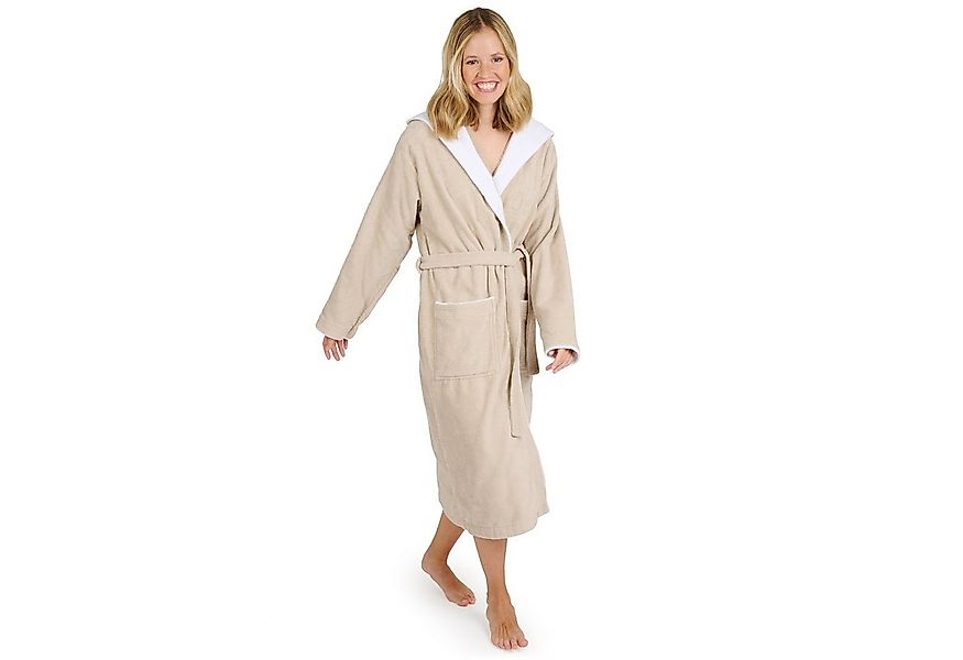 Blumtal Bademantel Damen, mit gefütterter Kapuze, Baumwolle, und samtigen F günstig online kaufen
