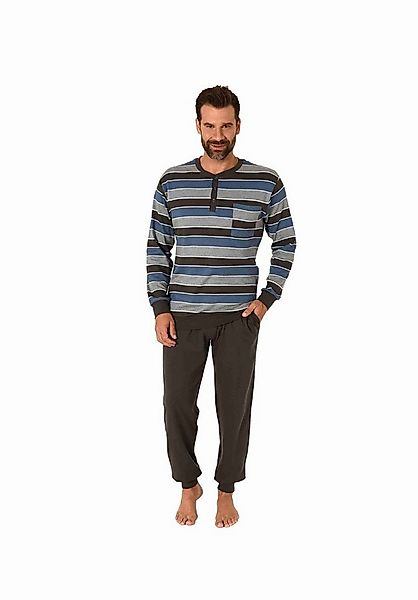 Normann Pyjama Warmer Herren Schlafanzug mit Bündchen in Kuschel Interlock günstig online kaufen
